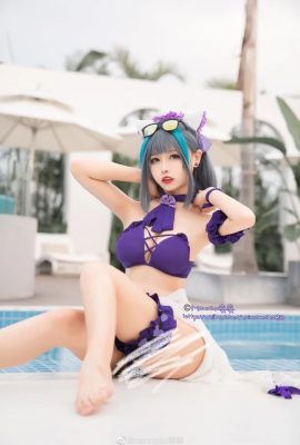 ¡Cosplay de traje de baño Azur Lane Cheshire para una dulce cita en la playa! Momoko Aoi (9P)